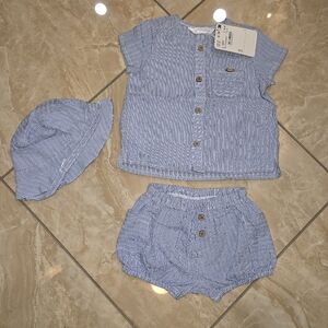 Brand New Mayoral Baby Boy 3 Piece Seersucker Outfit